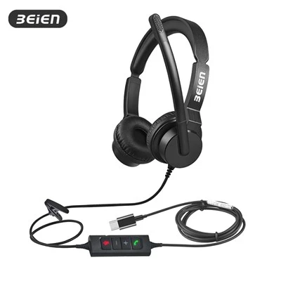 Kaji Alat Dengar Atas Telinga USB C Dengan Mic