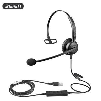Headset Berwayar Pusat Panggilan USB Dengan Mic